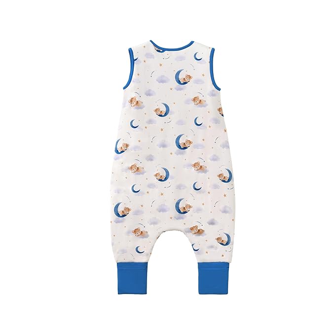 Baby/Toddler Sleep Sack with Legs, Rayon from Bamboo 95% + 5% Spandex, 1.0 TOG, 2‑Way Zipper Sleeping Bag, Walker‑Friendly12-18M Bear