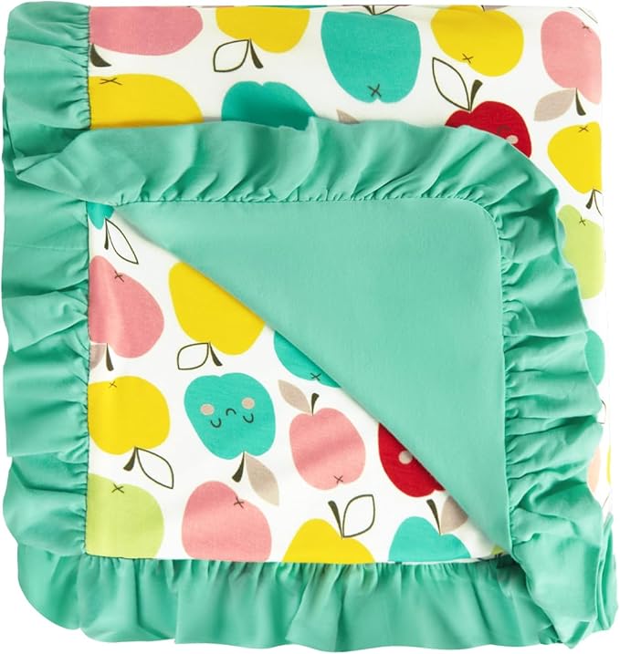 Premium Baby Blankets, Soft Viscose from Bamboo Blanket for Girls, Nursery Crib Bedding Quilt for Newborn and Toddler, Ruffle Blanket Cooling for Hot Sleepers, 50''x50'' Apple