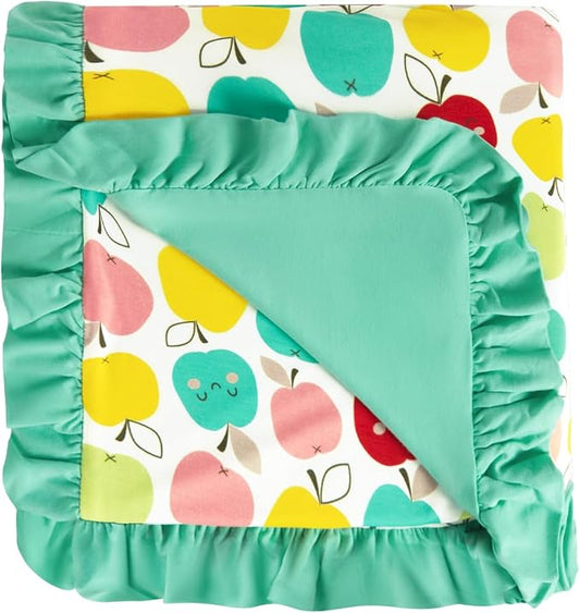 Premium Baby Blankets, Soft Viscose from Bamboo Blanket for Girls, Nursery Crib Bedding Quilt for Newborn and Toddler, Ruffle Blanket Cooling for Hot Sleepers, 50''x50'' Apple