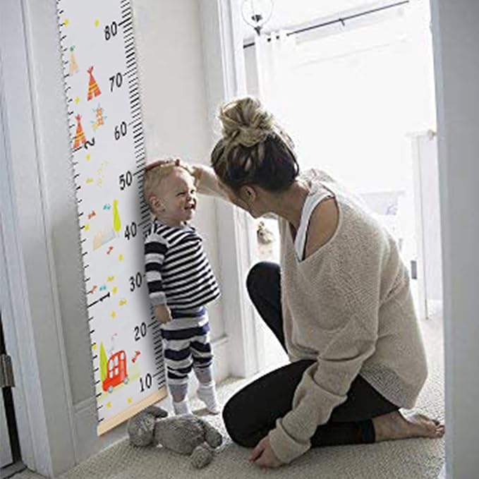 MIBOTE Baby Growth Height Chart Handing Ruler Wall Decor for Kids, Canvas Removable Height Growth Chart 79" x 7.9" (Colorful)