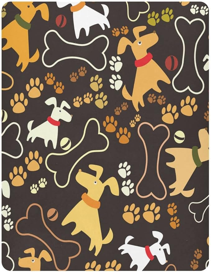 ATTX Fitted Crib Sheet Cute Cartoon Dog Paw Bone Baby Sheets for Standard Crib Toddler Mattress Cover, Soft Microfiber Breathable Mattress Cover,27" x 39" x 5"