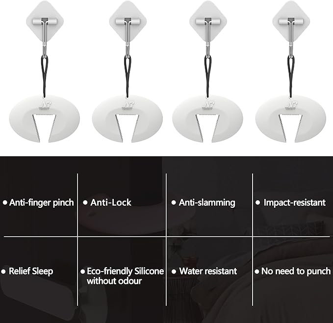 Neobay Door Pinch Guard and Door Slam Stopper, Durable Silicone Door Finger Pinch Guard, Prevents Slamming on Even Heavy Doors, Non-Toxic & Pet Friendly, White, 6 Packs