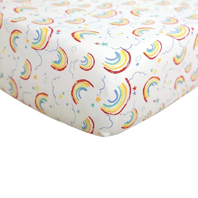 Baby Girl Nursery Sheet - Microfiber Fitted Crib Sheet Baby Sheet for Standard Crib and Toddler mattresses Nursery Bedding Sheet Crib Mattress Sheets for Boys and Girls 1 Pack Rainbow - by UOMNY