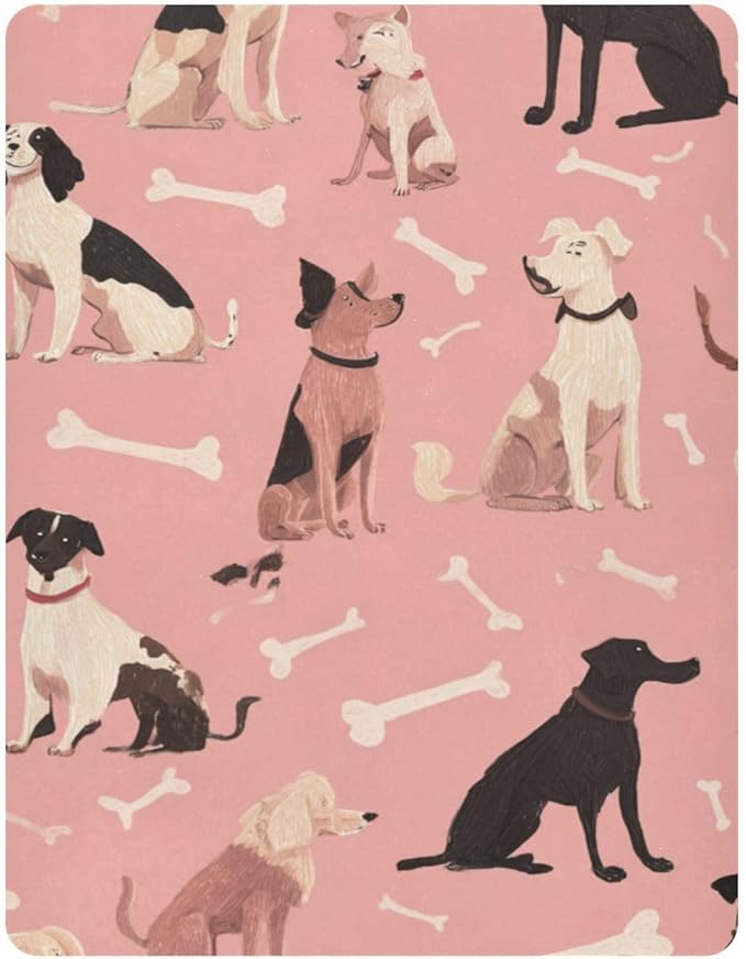 Pink Dog and Bone01 Crib Sheets Standard Crib Toddler Mattresses Cover Fitted Baby Bed Sheet Breathable Crib Mattress Sheet for Girls Boys 52" x 28"x5''