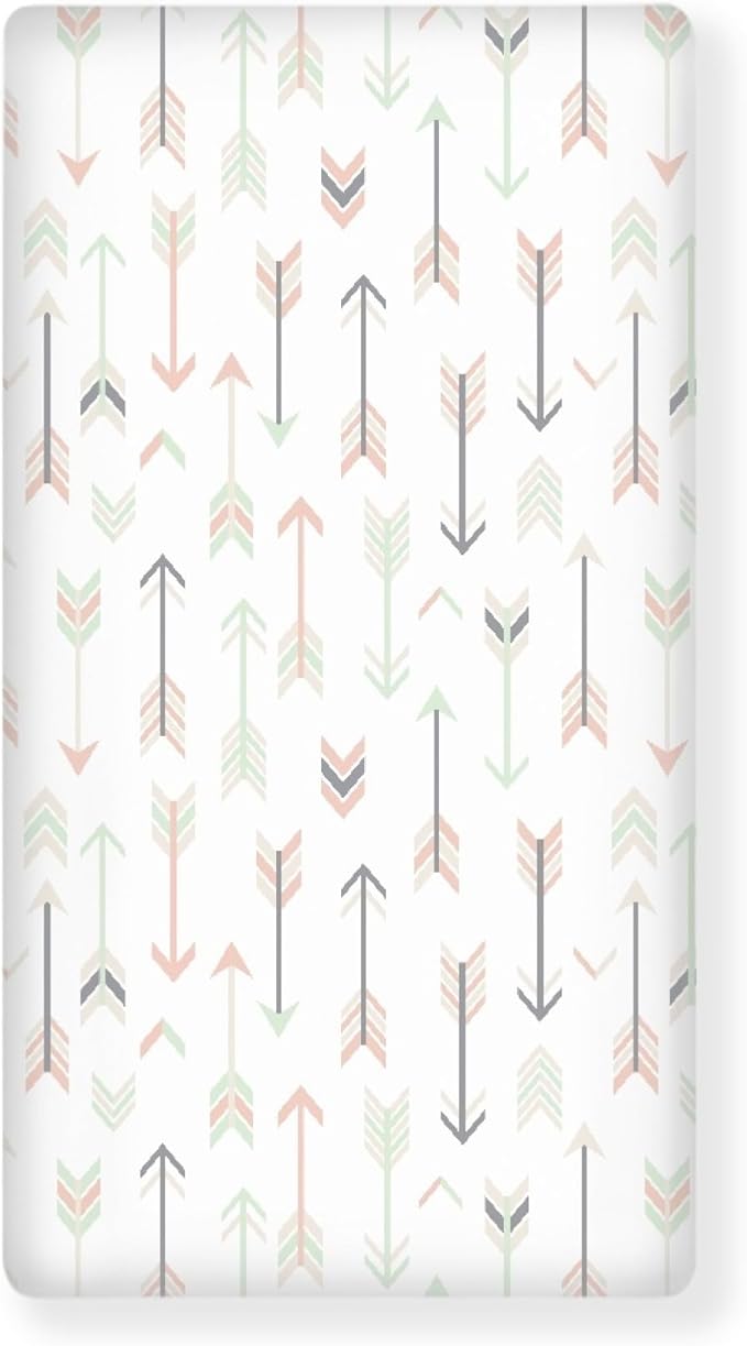 Arrows in Tender Colors Fitted Crib Sheet Pink White Arrow Baby Crib Sheet Fit Standard Crib and Toddler Mattress,Crib Mattress Sheets for Boys Girls 28"x52"
