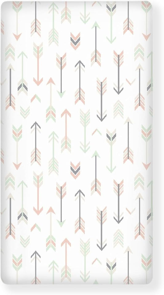 Arrows in Tender Colors Fitted Crib Sheet Pink White Arrow Baby Crib Sheet Fit Standard Crib and Toddler Mattress,Crib Mattress Sheets for Boys Girls 28"x52"