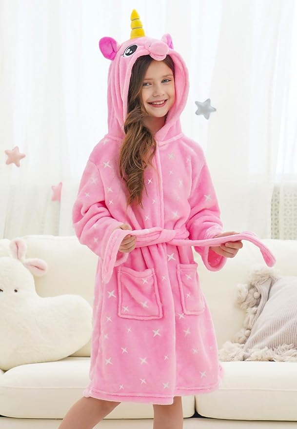 Doctor Unicorn Soft Unicorn Hooded Bathrobe Sleepwear - Unicorn Gifts for Girls