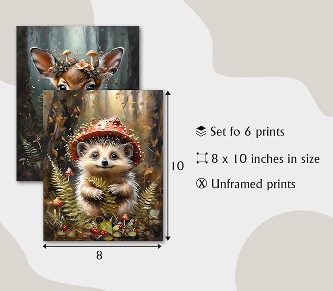 LNLAGBO Baby Safari Nursery Wall Decor,Farm Animals Canvas Wall Art,Baby Forest Animals Print,Animal Wall Art Prints Set of 6 Posters,Jungle Nursery Room Decor for Kids Room(Unframed)