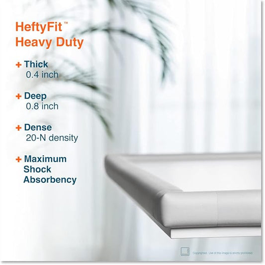 Roving Cove HeftyFit Corner Protector for Baby (16 Large Corners), Heavy-Duty Soft Rubber Foam Furniture Corner Bumper Guards, 3M Adhesive Pre-Taped, Oyster White (Off White)