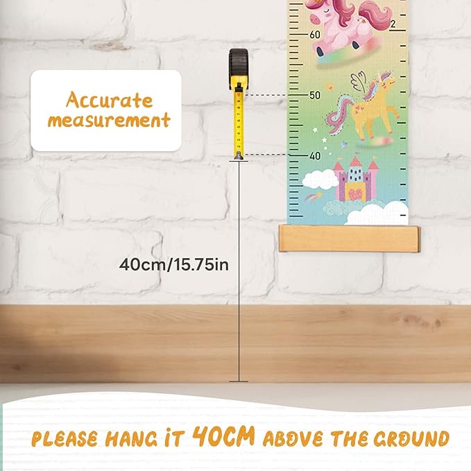 Woodemon Personalize Name Growth Chart for Kids, Unicorn Kids Growth & Measuring Chart, Growth Chart for Wall, Height Measure Wall Chart Bedroom Nursery Wall Decoration,Playroom Essentials