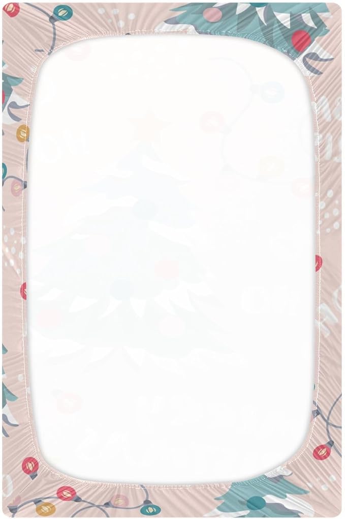 CEBUGI Stretchy Crib Sheet for Baby Boy Girl,Merry Christmas Portable Mini Fitted Pack N Play Playard Sheet for Neutral,Ultra Soft Material,Full Standard Toddler Mattresses,S