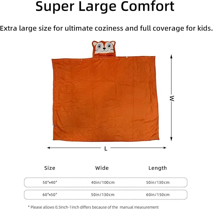 Wearable Blanket Hoodie for Kids Toddlers Hooded Towels Soft Cozy Wearable Throw Blanket Hoodie for Boys Girls