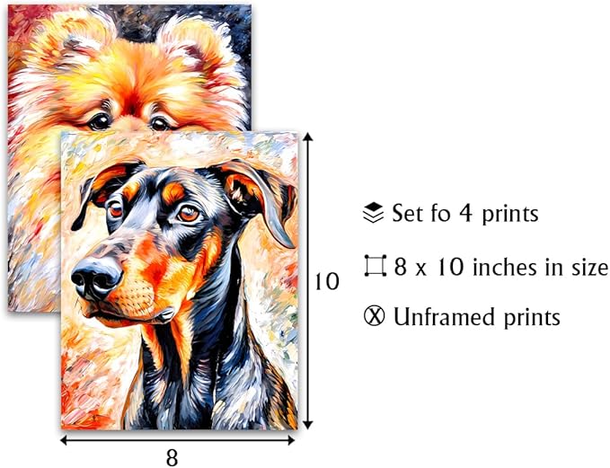 LNLAGBO Dogs Canvas Wall Art,Cute Dogs Canvas Wall Art,Funny Animal Dog Art,Dog Lover Sign Wall Decor,for Bedroom Nursery Baby Kids Room Wall Decor(8"x10"Unframed)