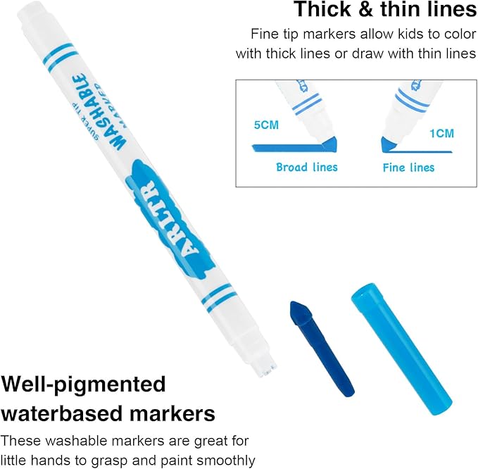 ARLTR Washable Markers Bulk, Bulk Pack of 400 in 10 Vibrant Colors with Super Tip - Perfect for Kids' Classrooms & Teachers