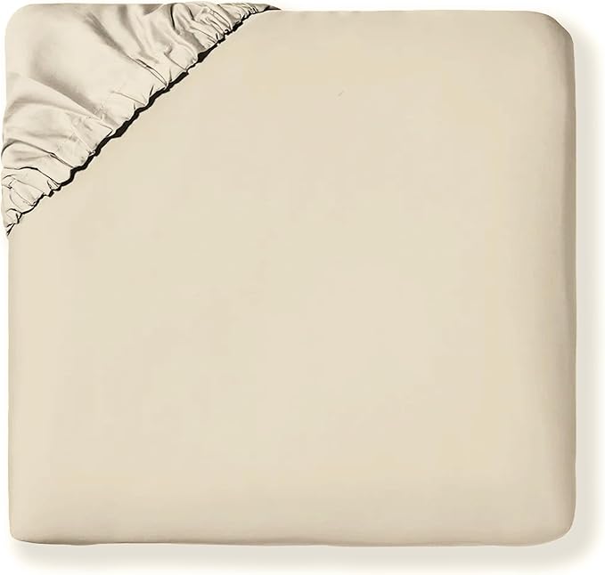 MakeMake Organics Organic Twin Fitted Sheet Set GOTS Certified Organic Cotton Fitted Sheet with 1 Pillowcase Ultra Soft Non Toxic Breathable Hypoallergenic (40"X76", Oat)