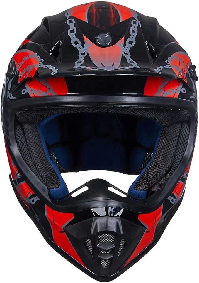 ILM Youth & Kids Dirt Bike Helmets Motocross ATV Dirtbike BMX MX Offroad Full Face Motorcycle Helmet, DOT Approved Model 128YS (Red Black, Youth-XLarge)