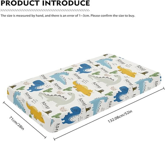 Dinosaur Group Fitted Crib Sheet Cactus and Dinosaur Baby Crib Sheet Fit Standard Crib and Toddler Mattress,Crib Mattress Sheets for Boys Girls 28"x52"