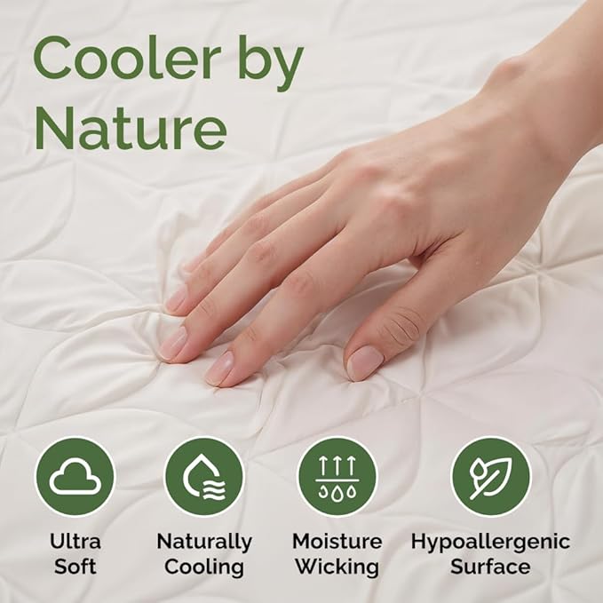 Waterproof Cooling Mattress Protector - Mattress Cover Full Size Bed - Viscose Made From Bamboo - Soft, Breathable, Noiseless & Washable - Fitted Sheet Style & All Round Protection - (54" x 75") White