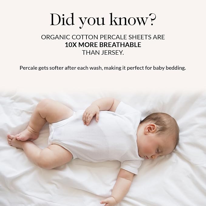 100% Organic Cotton Mini Crib Sheets (3-Pack) - GOTS Certified - Breathable Pack n Play Sheets Fitted - Double-Elastic for Secure Fit, Extra Protection for Your Baby - Gender-Neutral Prints (27"x39")