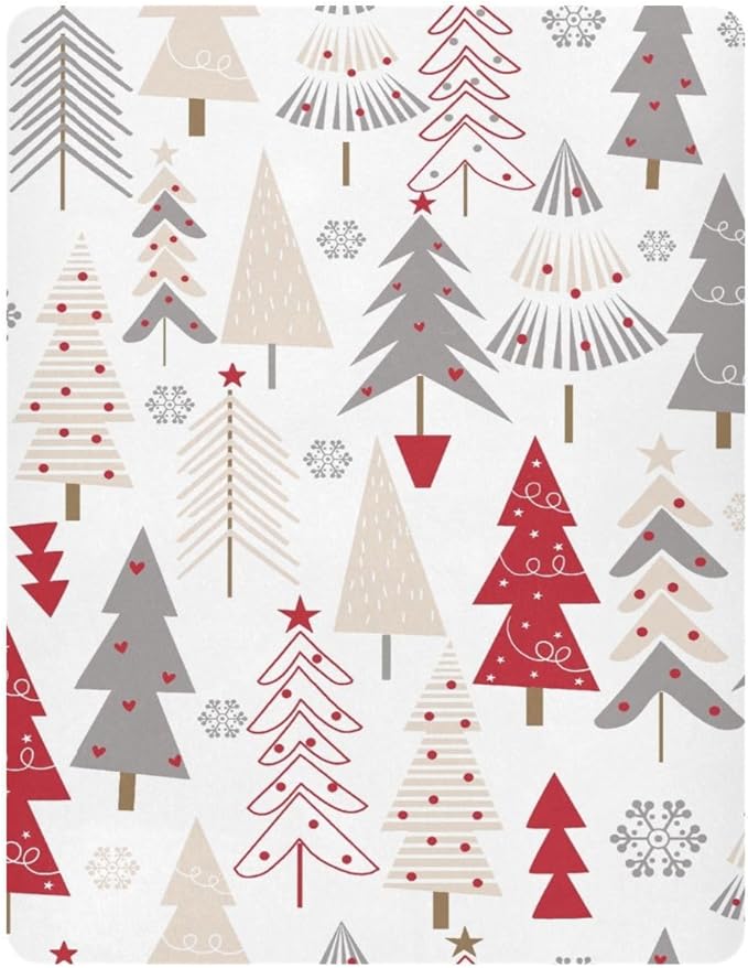 CEBUGI Stretchy Crib Sheet for Baby Boy Girl,Cute Christmas Trees Portable Mini Fitted Pack N Play Playard Sheet for Neutral,Ultra Soft Material,Full Standard Toddler Mattresses,S