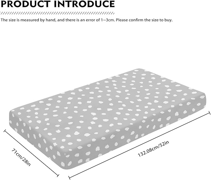 Grey with White Spots Fitted Crib Sheet Gray Abstract Baby Crib Sheet Fit Standard Crib and Toddler Mattress,Crib Mattress Sheets for Boys Girls 28"x52"