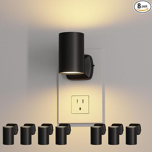 NOVELUX ETL Certified 2700K Night Lights Plug into Wall, Modern Plug in Night Light, Dusk to Dawn Light Sensor Nightlight, Warm White, Adjustable Brightness, Night-Lights for Hallway,Bathroom, 8 Pack