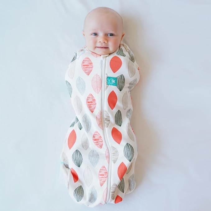 ergoPouch Cocoon Swaddle Sack 0.2 TOG - Baby Sleep Sack, Gentle Snug Fit Helps Calm Startle Reflex, Ideal for Arms In/Out Sleeping, Soft Breathable Fabric for Better Sleep (3-6 Months, Blush Leaf)