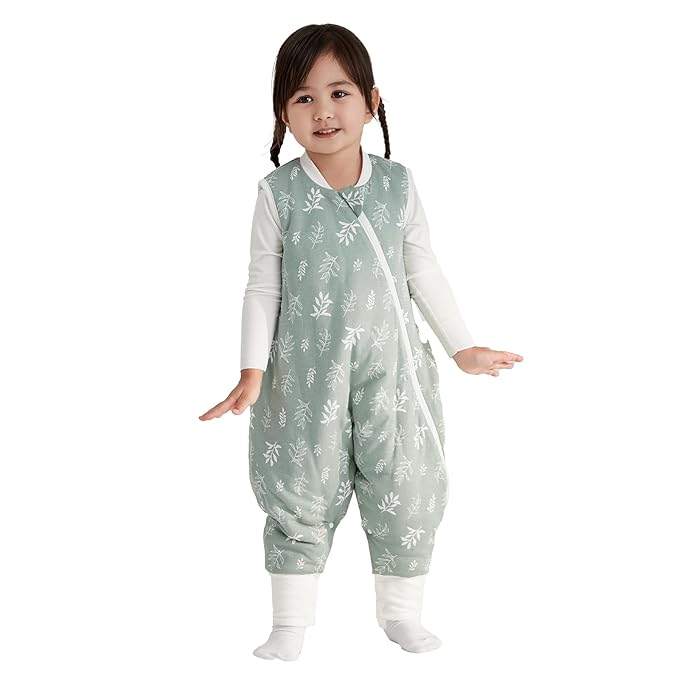 Duomiaomiao 2.5 TOG Toddler Sleep Sack 12-24 Months 100% Cotton Winter Side Open Zipper Baby Sleep Sack with Feet, Warm Toddler Wearable Blanket