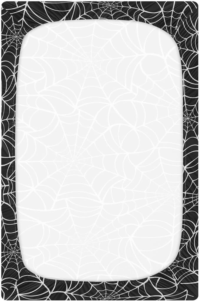 Spider Web Halloween Crib Sheets Soft Breathable Fitted Baby Crib Sheets Mattress Cover for Girl Boys, 52" x 28" x 9"