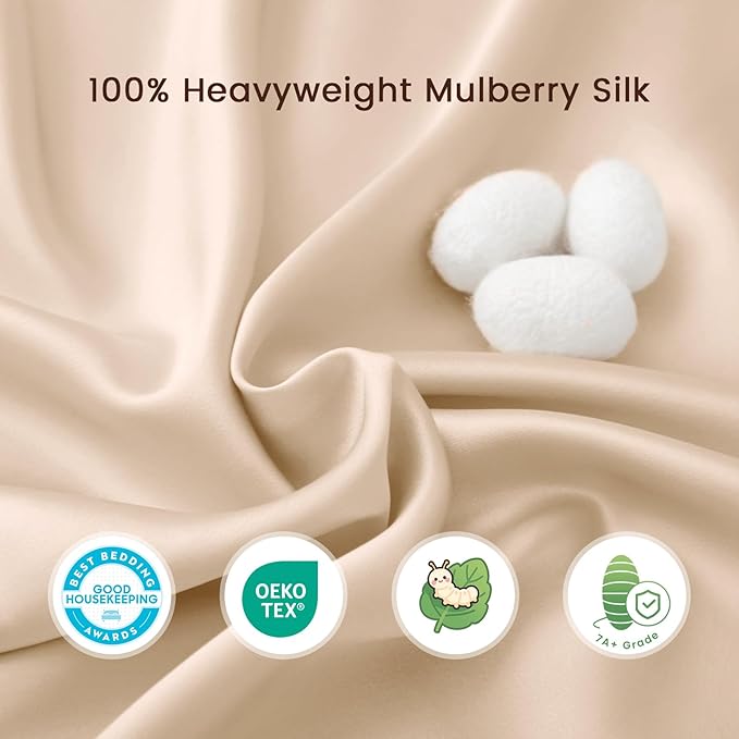 THXSILK 100% 7A+ Grade Mulberry Silk Mini Crib Toddler Baby Bedding Sleeve Sheet for Hair and Skin Health, No More Bed Head and Baby Bald Spots 41.4inch*20.5inch, Champagne