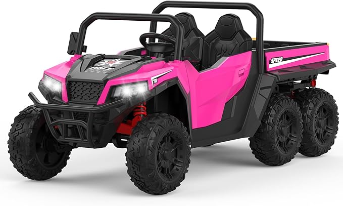 24V 2 Seater Ride on Dump Truck with Remote Control for Big Kids, 4WD 6 Wheels Ride on Car w/Music Player & LED Lights, Ride Toy Gift for Kid