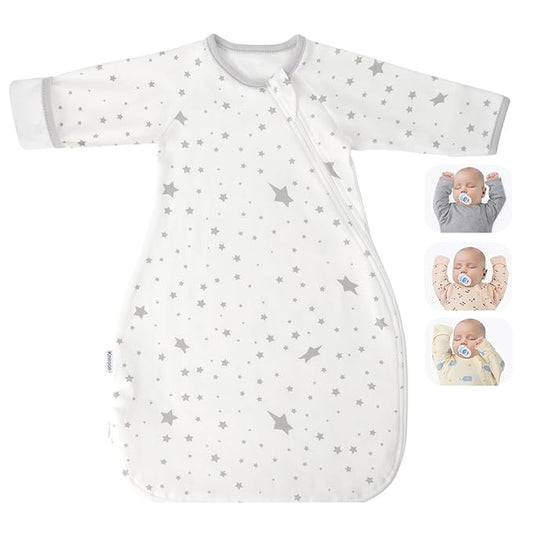 Transitional Swaddle Sack with Arms Up Length Sleeves and Mitten Cuffs 3-6 Months, Wearable Swaddling Blanket Sleeping Bag Cotton for Newborns Baby Boys Girls Sleep Sacks Snug Fit Calms Startle Reflex