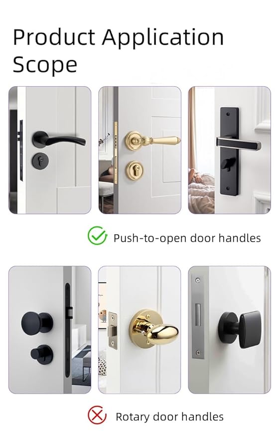 Childproof Door Lever Lock (2 Pack) Improved Baby Safety Locks for Doors Prevents Toddlers from Opening Doors, 3M Adhesive No Drilling No Tools Simple Install, Easy One-Hand Operation for Adults