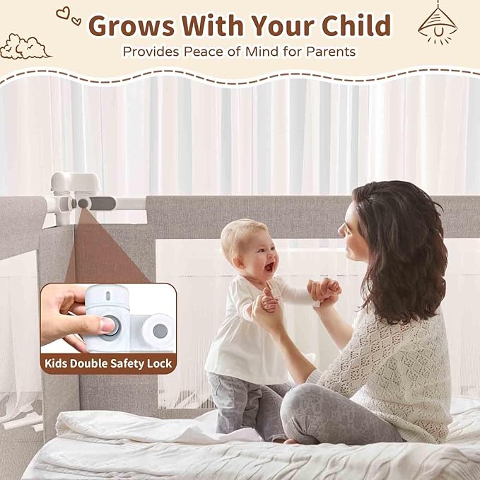 Bed Rail for Toddlers, 1-Piece Height Adjustable Bed Guard Rail for Kids, Baby Safety Side Protector for Twin, Full, Queen, and King Beds (Gray, 1 Side:82.7")