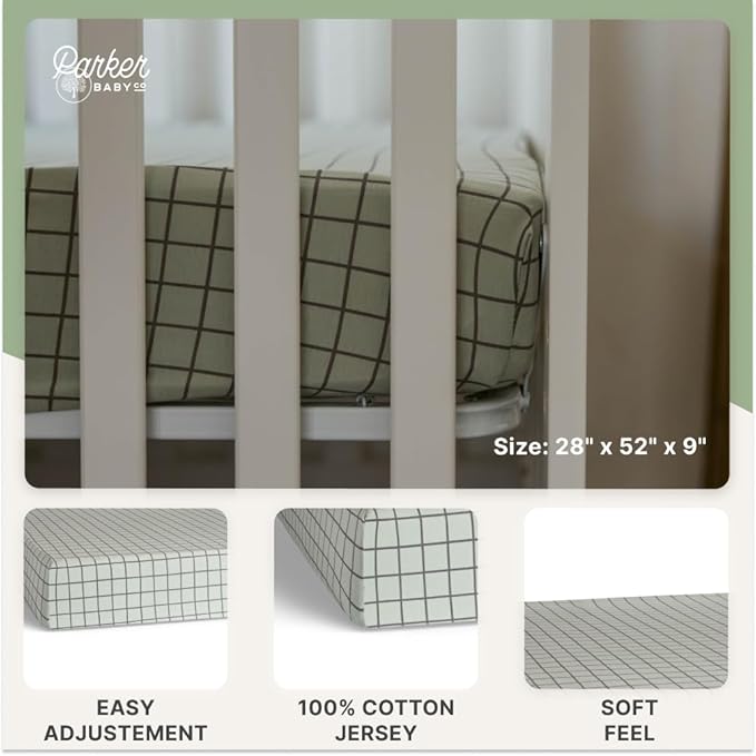 Parker Baby Soft & Durable Fitted Baby Crib Sheets | Snug Fit for Standard Crib Mattresses | Machine Washable, Fade-Resistant & Modern Nursery Designs