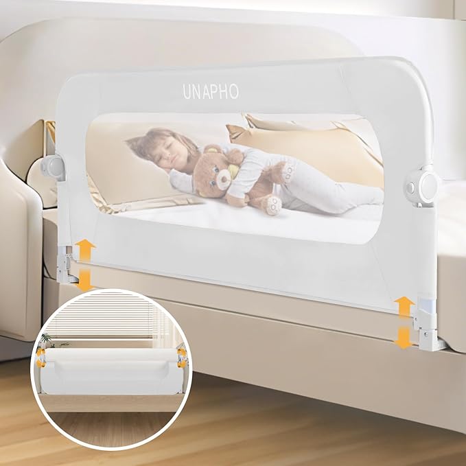 Bed Rail for Toddlers,Swing Down Kids Bed Rails Guard for Twin,Full,Queen,Bunk Size Bed,Extra Tall Child Bed Rail Guard with Reinforced Anchor Safety System(White,40 Inch)