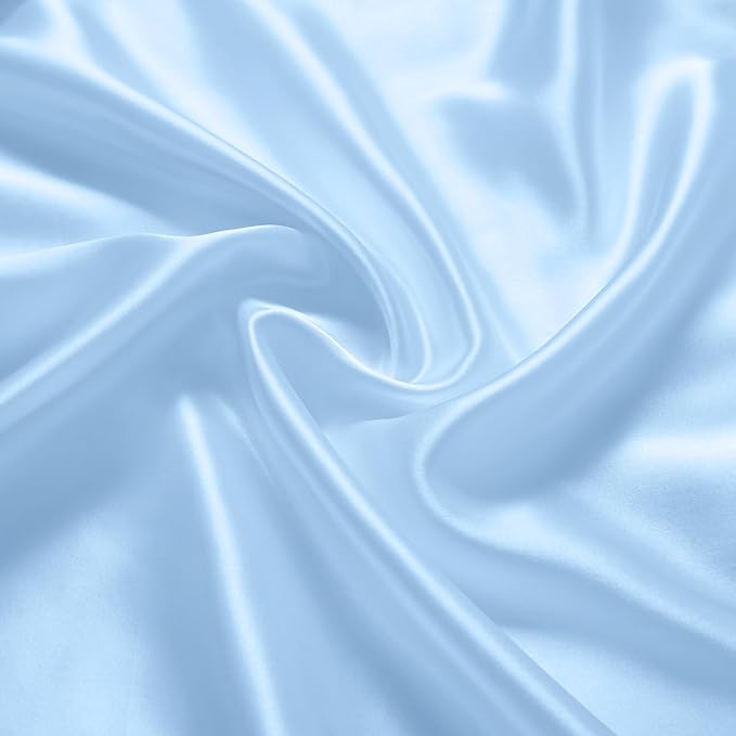 Horbaunal 2 Pack Satin Crib Sheets for Baby, 52" x 28" x 8" Silky Fitted Crib Sheets, Soft Toddler Sheet Baby Mattress Sheet, Baby Blue & Grey