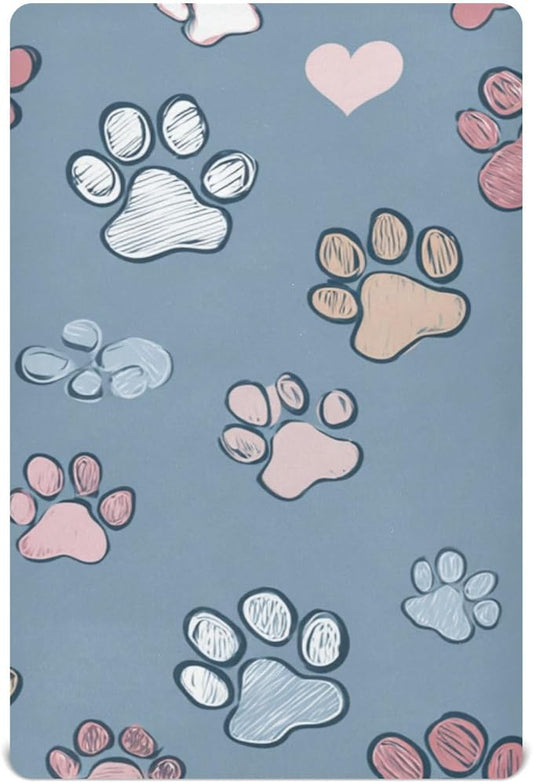 Blue Footprints Crib Sheets Standard Crib Toddler Mattresses Cover Fitted Baby Bed Sheet Breathable Crib Mattress Sheet for Girls Boys 52" x 28"x5''