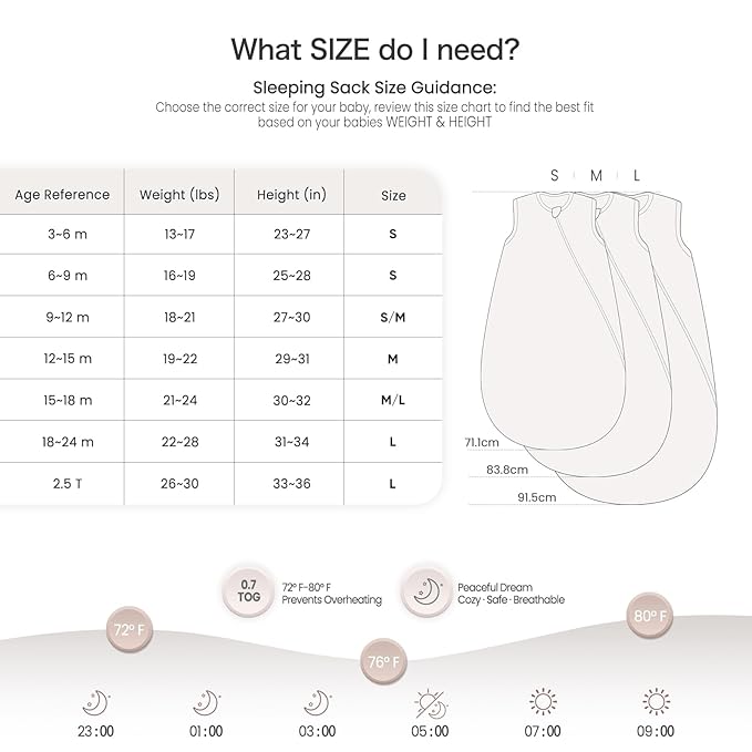 lulumoon Sleep Sack Muslin for Baby: Cotton Wearable Blanket for 9-15 Months - Soft Lightweight Ideal for Nursery Lounge Nighttime Naptime 6-12 Months