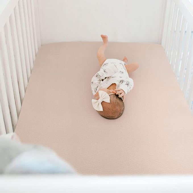 GRSSDER Soft Muslin Crib Sheet 2 Pack, 100% Cotton Crib Sheets for Boys and Girls, Fit Standard Crib Mattresses 52" x 28" Safe and Snug, Beige/Natural
