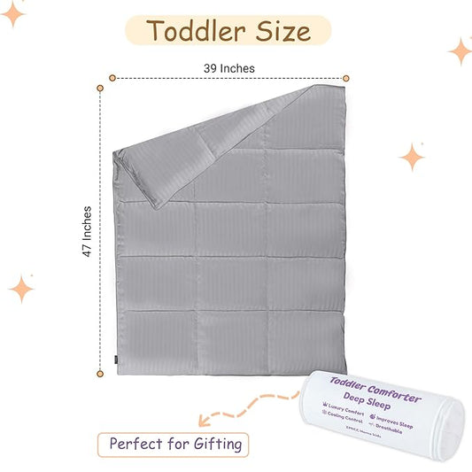 ZPECC Toddler Down Alternative Comforter, 39x47 Hypoallergenic Baby Blanket Quilt, Soft Breathable Lightweight All Season Kids Duvet Insert for Crib Stroller Cot Daycare, Grey Stripe