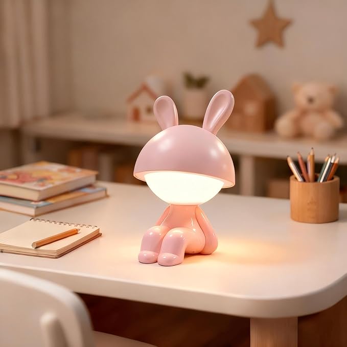 ShonlPin Night Light for Kids,Rechargeable Table Lamp,Touch Lamps for Nightstand,Dimmable,Breastfeeding,Nursery,Sleep Aid,Cute Bunny Decor Gifts Stuff for Baby Toddler Boys Girls Christmas Birthday