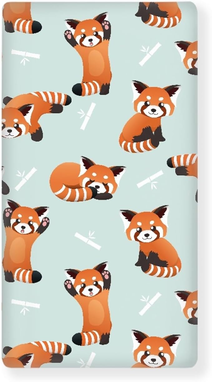 Red Little Raccoon Baby Crib Sheets Fitted Crib Sheets Kid Crib Fitted Sheets Crib Cover Single Pack 28"x52" for Boys Girls