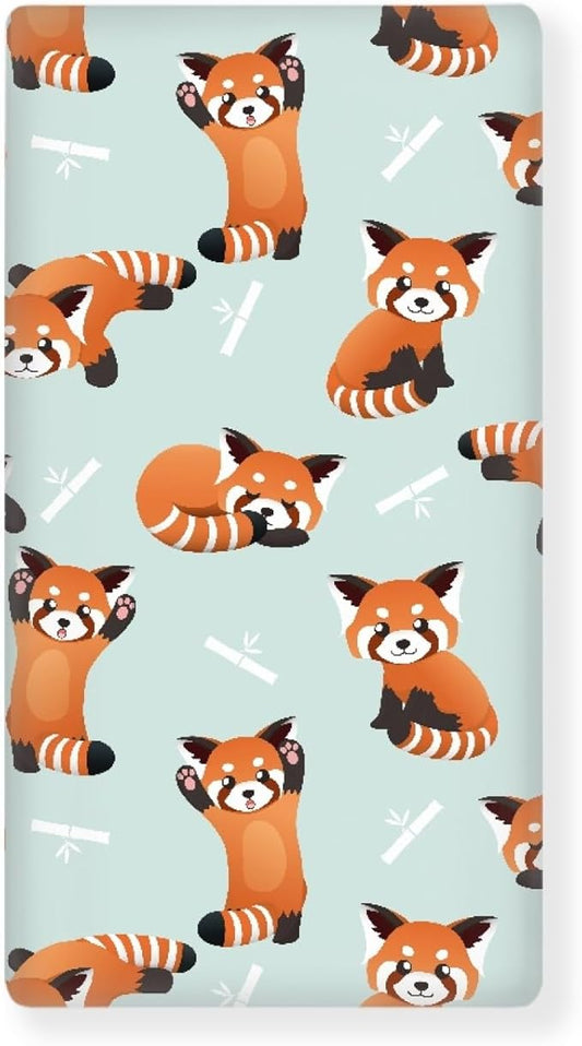 Red Little Raccoon Baby Crib Sheets Fitted Crib Sheets Kid Crib Fitted Sheets Crib Cover Single Pack 28"x52" for Boys Girls