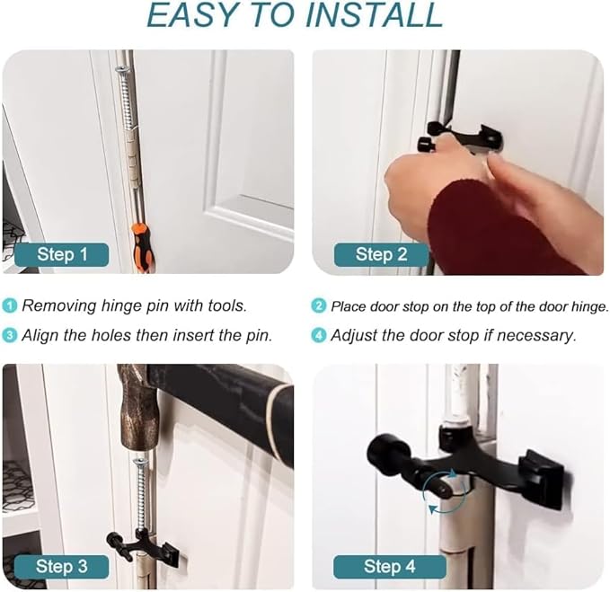 12 Pack Hinge Pin Oil Rubbed Bronze Door Stopper, Adjustable Heavy Duty Hinge Pin Door Stop with Oil Rubbed Bronze Rubber Bumper Tips