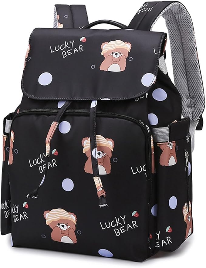 Multi Compartment Diaper Bag with Stylish Print Design Waterproof Oxford Fabric Backpack for Moms Travel Outdoor