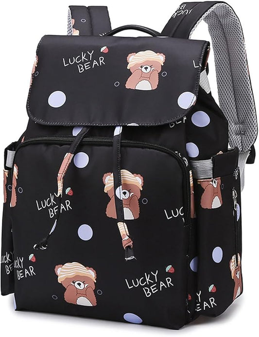 Multi Compartment Diaper Bag with Stylish Print Design Waterproof Oxford Fabric Backpack for Moms Travel Outdoor