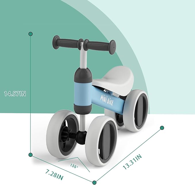 SIMATE Balance Bike Toys for 1 Year Old Boys Girls, 12-24 Month Toddler Ride on Toys, 4 Silent Wheels & Soft Seat, First Birthday Gifts for Baby Girls Boys