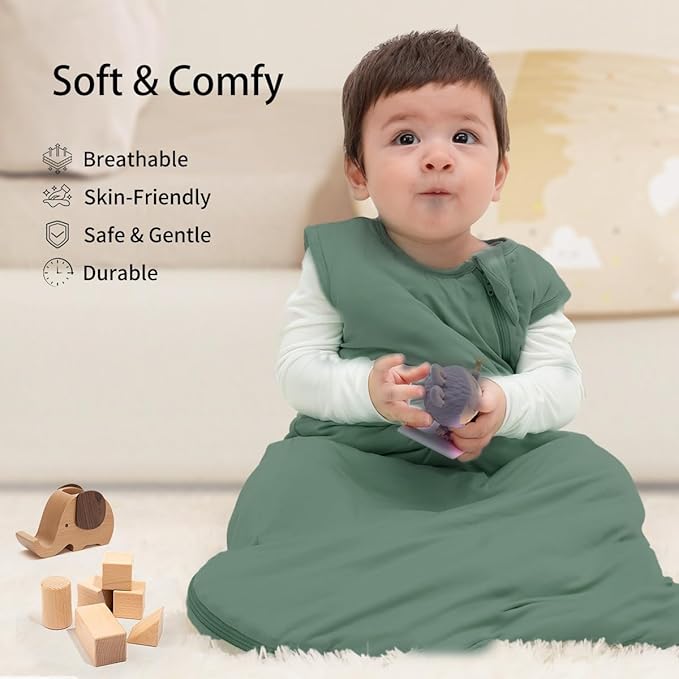 Unisex Rayon Bamboo Baby Sleep Sack TOG 1.0, Toddler Sleeping Sack 0-6 Months, 2-Way Zipper YKK