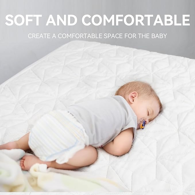 Baby Mattress Protector Cover Waterproof Cover, Quilted Baby Bed Mattress Protective Film, Suitable for Children's Bed mattresses (White, 52"x28")